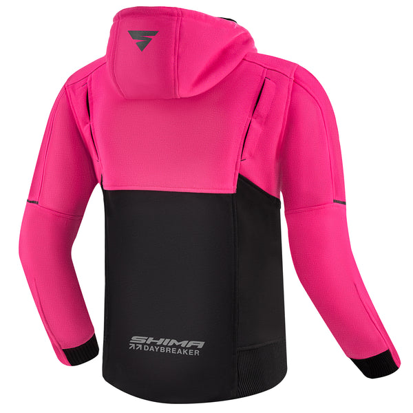 a back of Pink motorcycle hoodie for women from shima