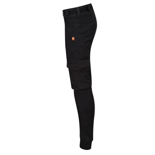 Women's black motorcycle cargo pants Lara from MotoGirl from the side