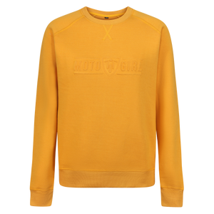 mustard yellow colour lady sweatshirt with Moto Girl 3D logo