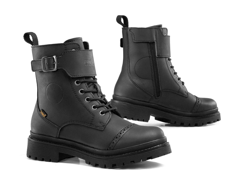 Black military style Falco motorcycle leather boots for women