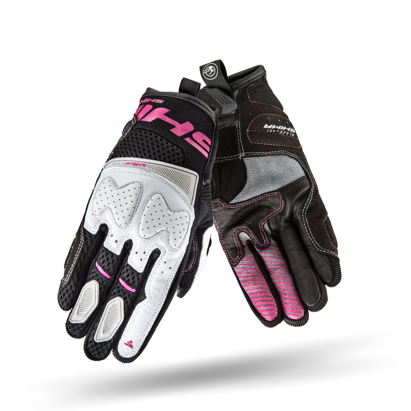 White pink women's motorcycle gloves from Shima Blaze lady