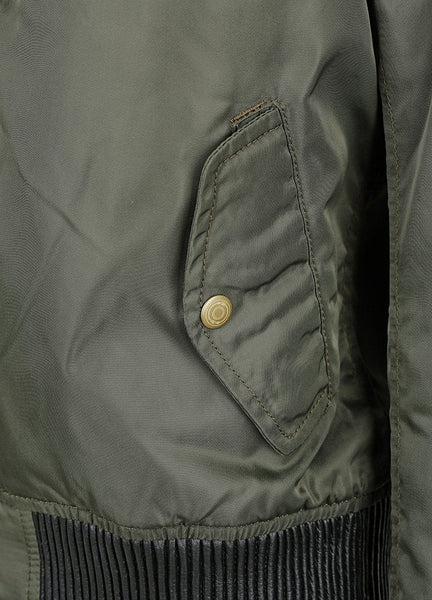 A pocket of the Green bomber women's motorcycle jacket Glory from Black Arrow Label 