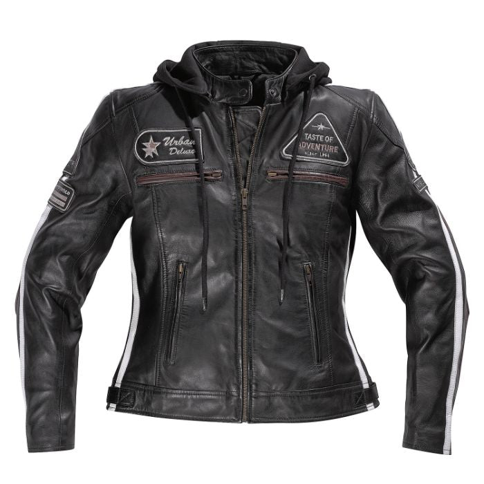 Difi Jolene retro look women's motorcycle leather jacket