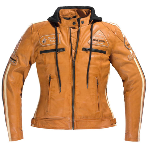 Brown women's leather motorcycle jacket Jolene from Difi