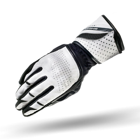 White Shima female motorcycle glove with small holes 