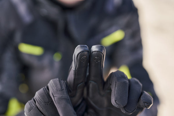 touch pad on the fingers of motorcycle gloves