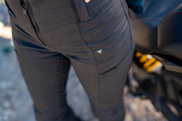 A close up of lady motorcycle pants 
