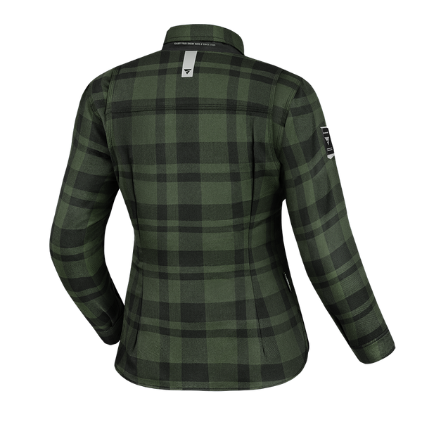 The back of the Green lady motorcycle shirt from Shima