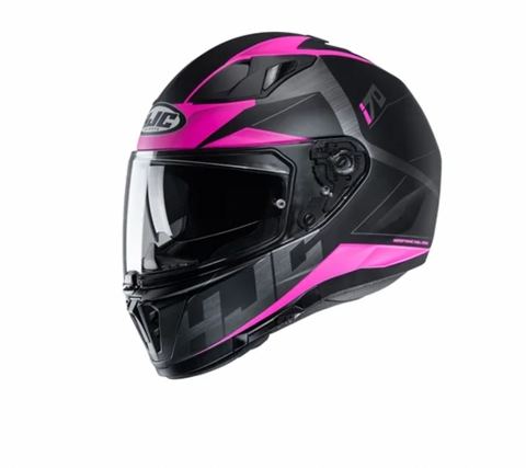 Motorcycle helmet from HJC in black and pink