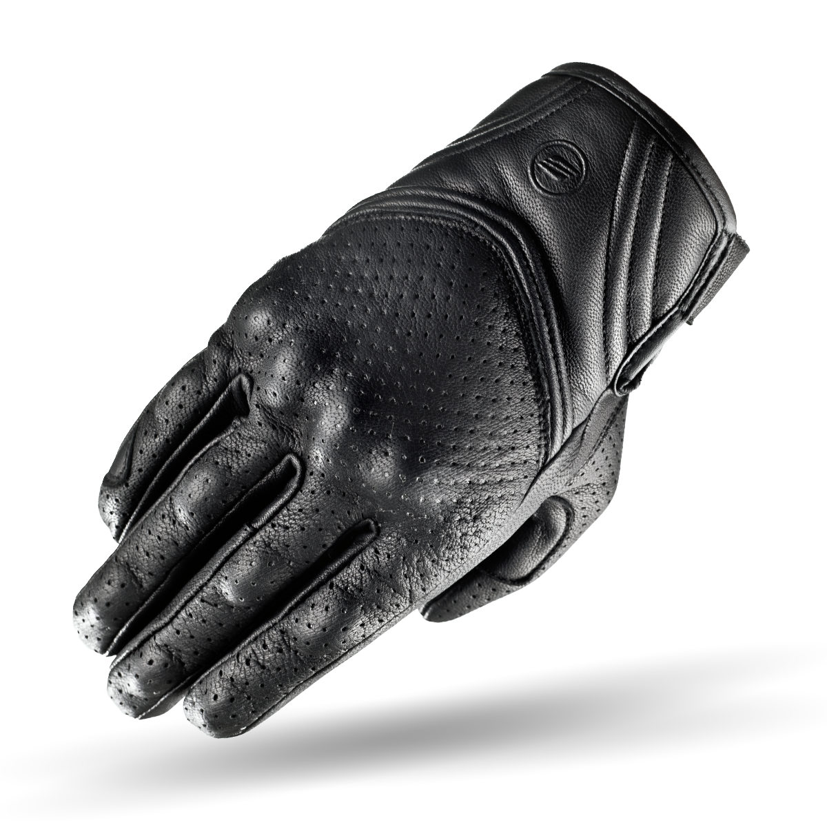 Black short leather female motorcycle glove from Shima