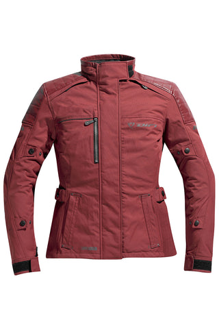 Dark red warm motorcycle jacket for women difi
