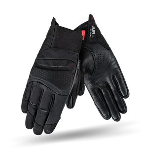 Black leather and textile women motorcycle gloves  from shima